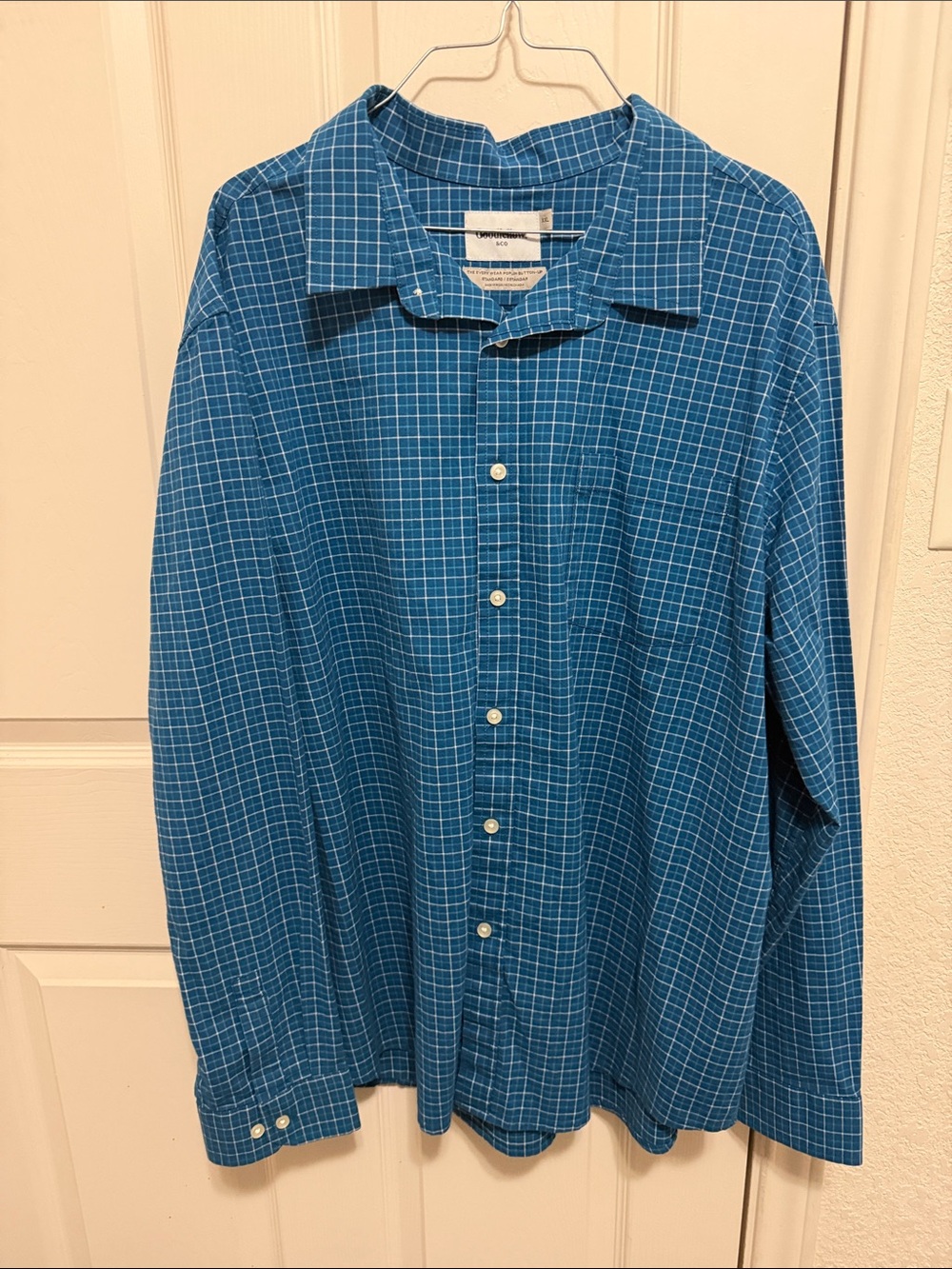 NWOT Goodfellow & Co Blue Grid Long-Sleeve Button-Down Shirt